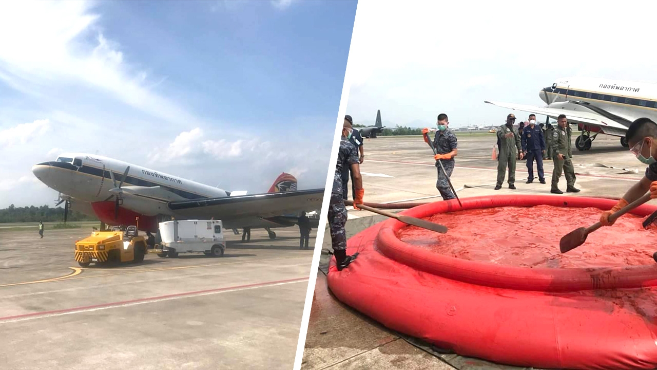 ทอ. ส่ง  BT-67 ร่วมปฏิบัติการดับไฟป่าพรุควนเคร็ง