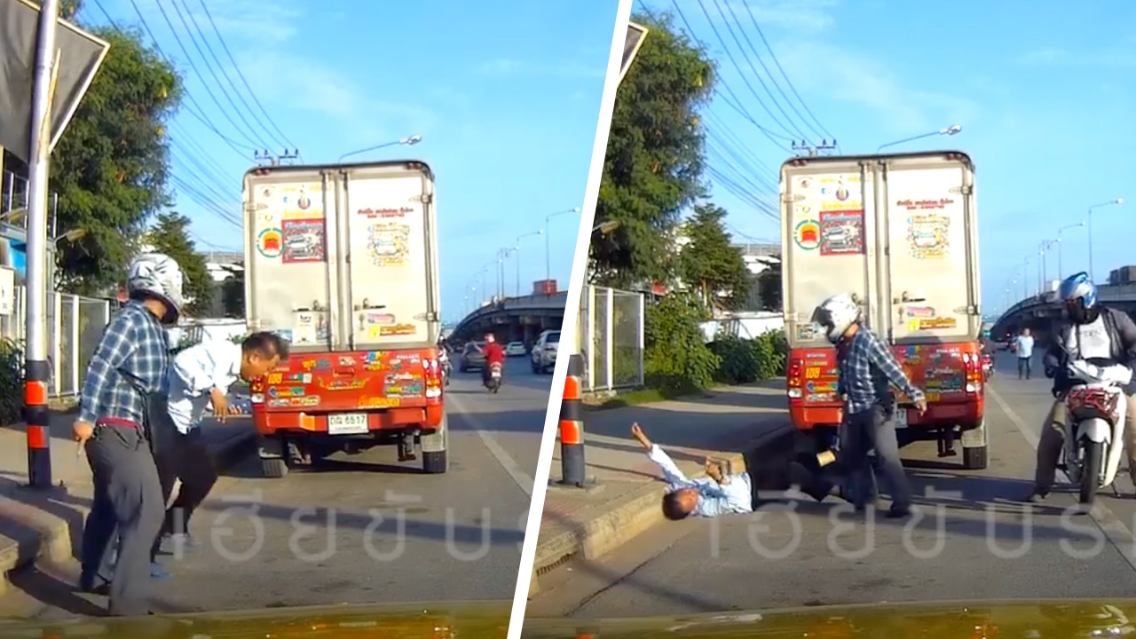 หนุ่มหัวร้อน ฉุนโดนแท็กซี่บีบแตร ควักมีดขี่ไล่แทง ตามทำร้ายจนเลือดอาบ (คลิป)