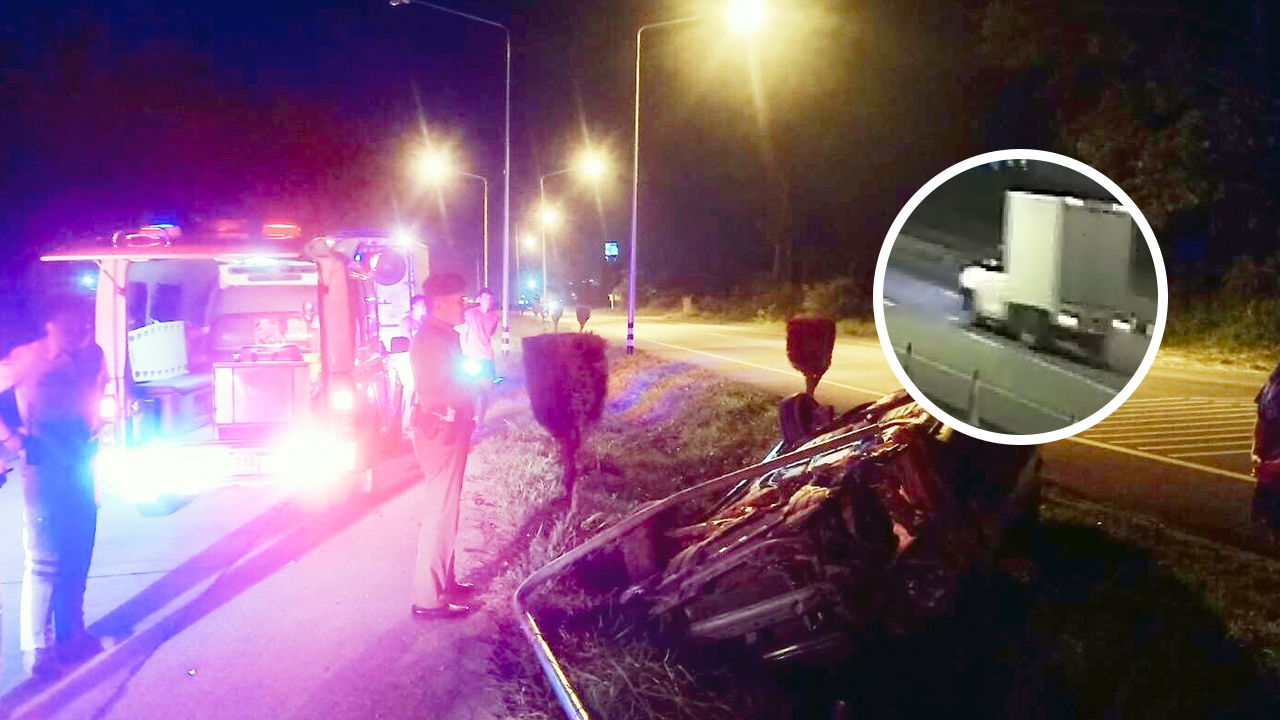 ล่าปิกอัพ ซิ่งชนตำรวจ-กู้ภัยทางหลวง ขาหัก ขณะตรวจเหตุรถคว่ำ 