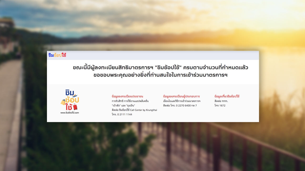 ใครคือผู้โชคดี 1,482 สิทธิ์ ลงทะเบียนชิมช้อปใช้ 9 ต.ค. เต็มเร็วมาก