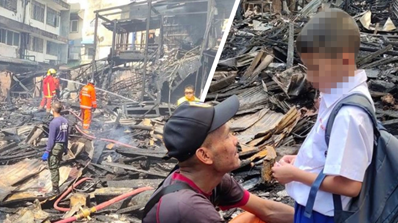 ต้องเข้มแข็งแค่ไหน พนักงานดับเพลิงดับไฟไหม้บ้านตัวเอง ปลอบลูกลุยซากหาฟุตบอล