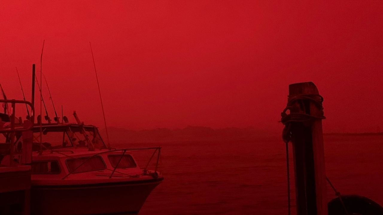 ท้องฟ้าแดงฉานสุดสะพรึง  ชาวออสเตรเลียหลายพัน หนีไฟป่ามาอยู่ชายหาด (คลิป)