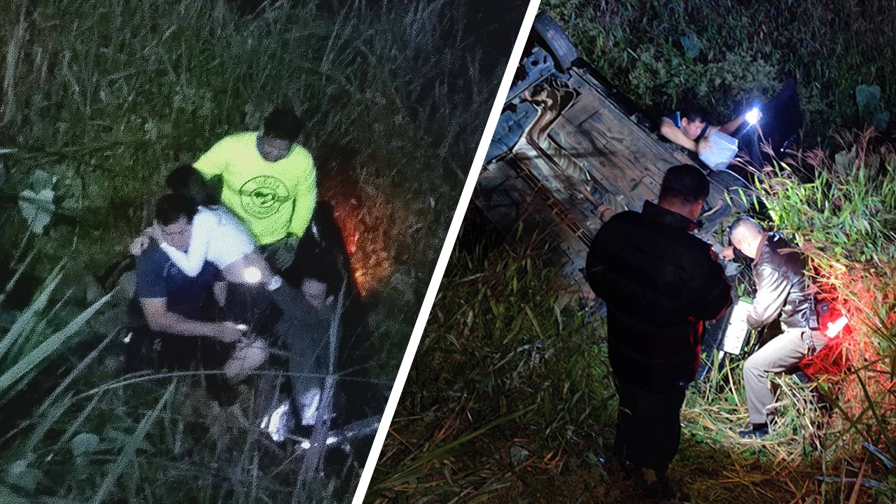 เมาขนาด สาวเจียงฮายเฉี่ยวรถโฟล์ค ซิ่งหนีขึ้นดอยไปคว่ำเอง 