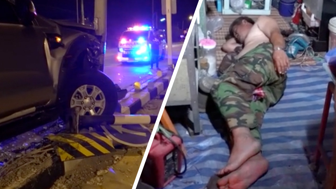 เป็นงง หนุ่มใหญ่ซิ่งกระบะชนท้ายเก๋ง ก่อนเดินเข้าบ้านคนอื่นหน้าตาเฉย