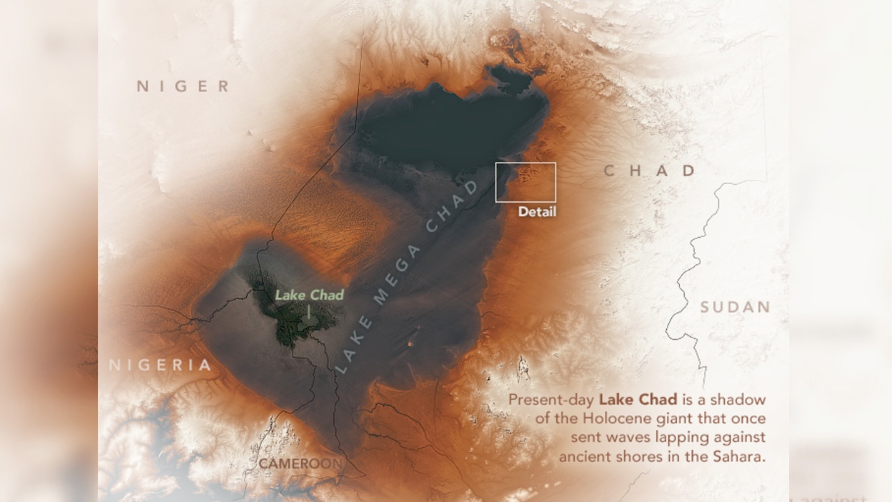 นาซาเผยภาพตะลึง ทะเลสาบโบราณใหญ่สุดในโลก กินพท.ทั่วซาฮารา 7 พันปีก่อน