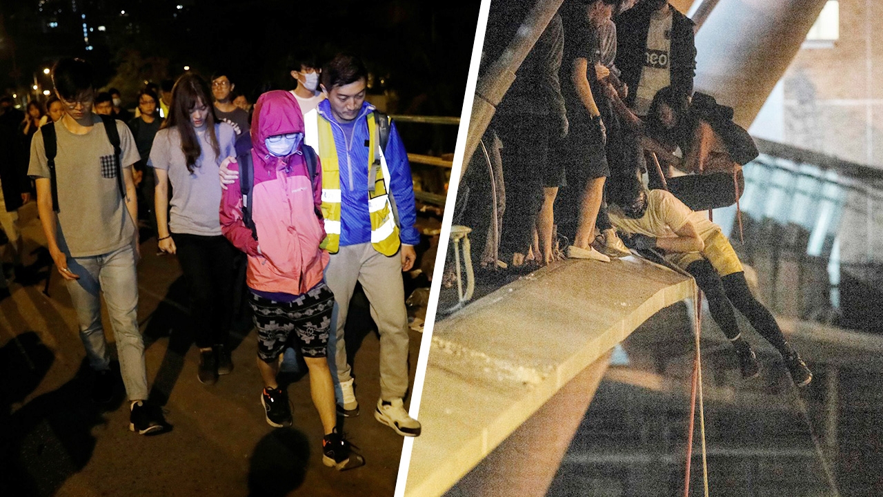 ม็อบยึดม.โพลีเทคนิค ยอมมอบตัว หลังตำรวจล้อมจับจนต้องโรยตัวหนี