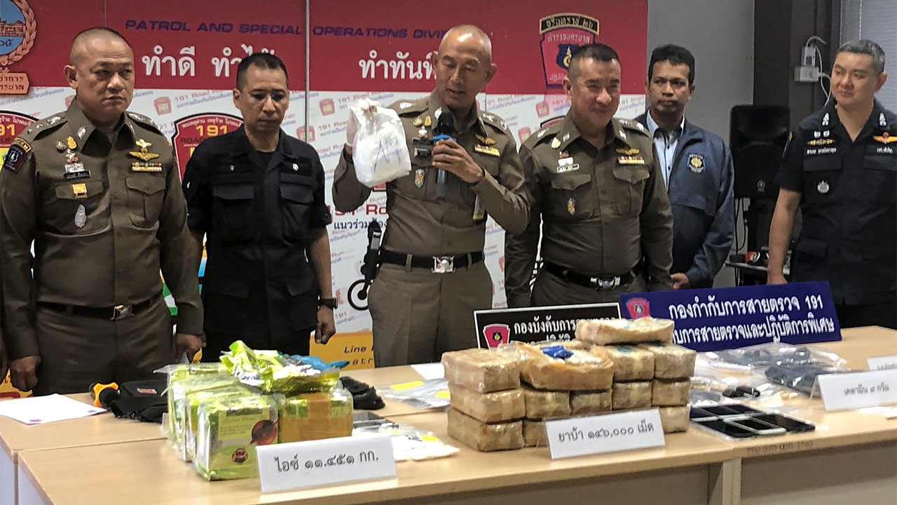 191 จับไอซ์ 11.5 กก. ยาบ้า 1.5 แสนเม็ด ผู้ต้องหารวม 5 คน