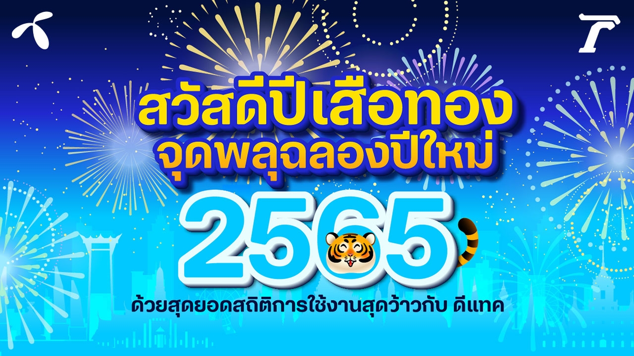 สวัสดีปีเสือทอง ฉลองต้อนรับปีใหม่ 2565 กับสถิติการใช้งานสุดว้าวในคืนเคาต์ดาวน์หรรษากับดีแทค