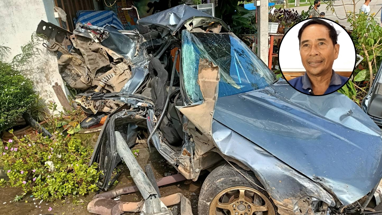 สลด "โกนง" แกนนำเกษตรปาล์ม ควงสาวซิ่งเก๋ง ชนท้ายกระบะ ฟาดเสาดับคาที่