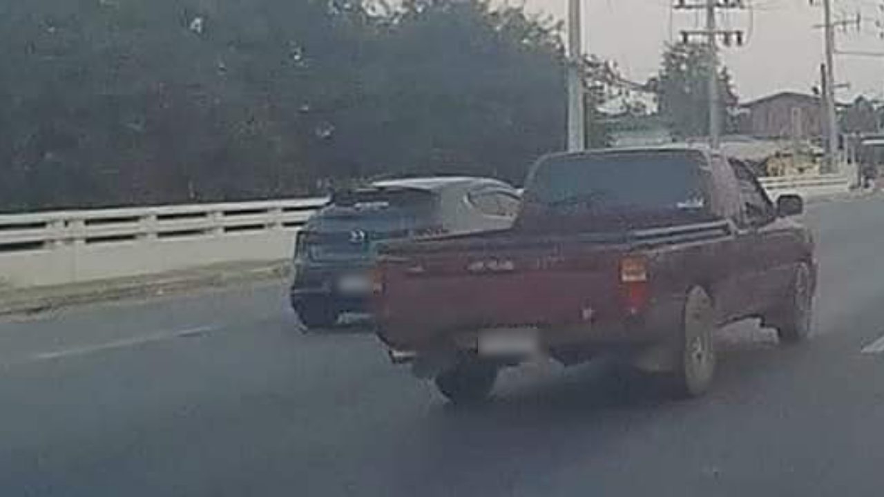 จิตใจทำด้วยอะไร ล่ากระบะ โยนลูกหมาลงจากรถ ถูกทับตาย 1 รอด 1 (คลิป)