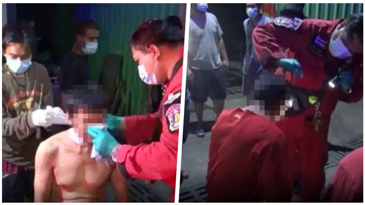 2 หนุ่มเพื่อนซี้ นั่งก๊งเหล้าขาว เมาซัดกันนัว หัวแตก 1 ฟันคอเจ็บหนัก 1