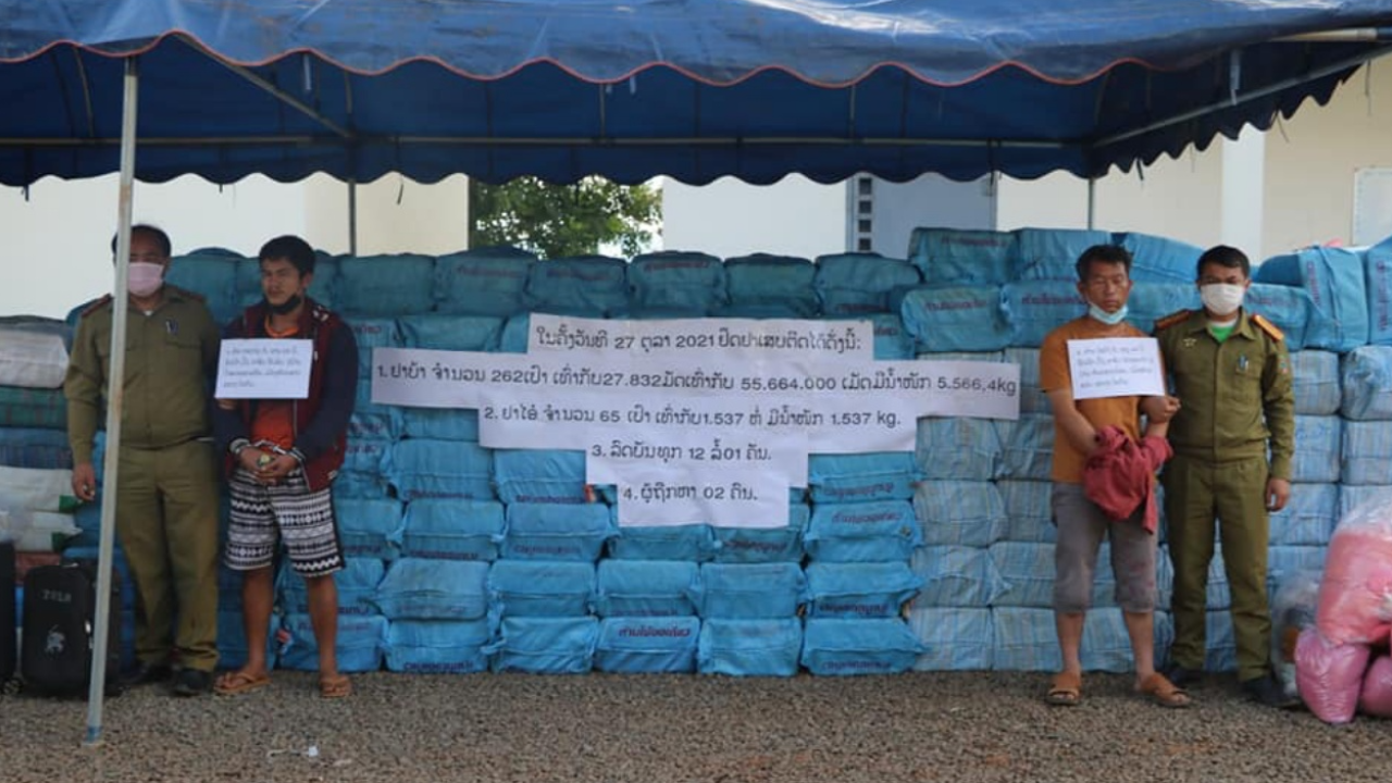 ลาวจับลอตมหึมา ยาบ้า 55 ล้านเม็ด ไอซ์ 1.5 ตัน ตรงข้าม อ.เชียงของ