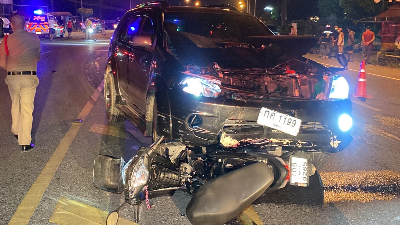 ฟอร์จูนเนอร์ ซิ่งชน จยย. "ผัวเมียตายคู่" สังเวย 7 วันอันตราย ที่พัทลุง