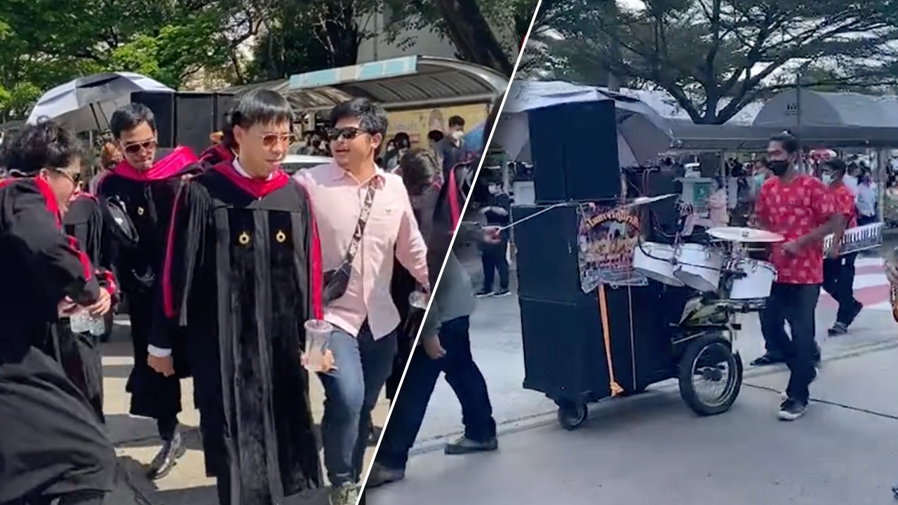 บัณฑิตรถแห่ มิติใหม่รับปริญญา ฉลองวนรอบมหา'ลัย (คลิป)