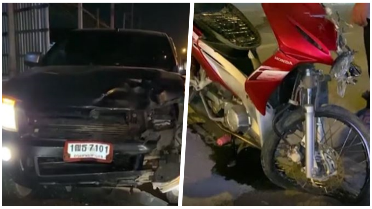 อุบัติเหตุสลด "กระบะ-จยย." ชนกัน 2 โจ๋ เจ็บ 1 ตาย 1