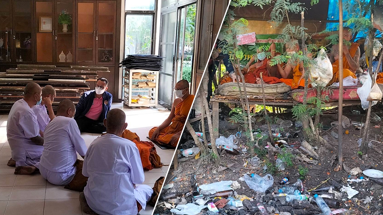 บุกจับสึก "แก๊งพระสงฆ์" ตั้งวงก๊ง เจอขวดเหล้าขาว ขวดเบียร์เกลื่อน