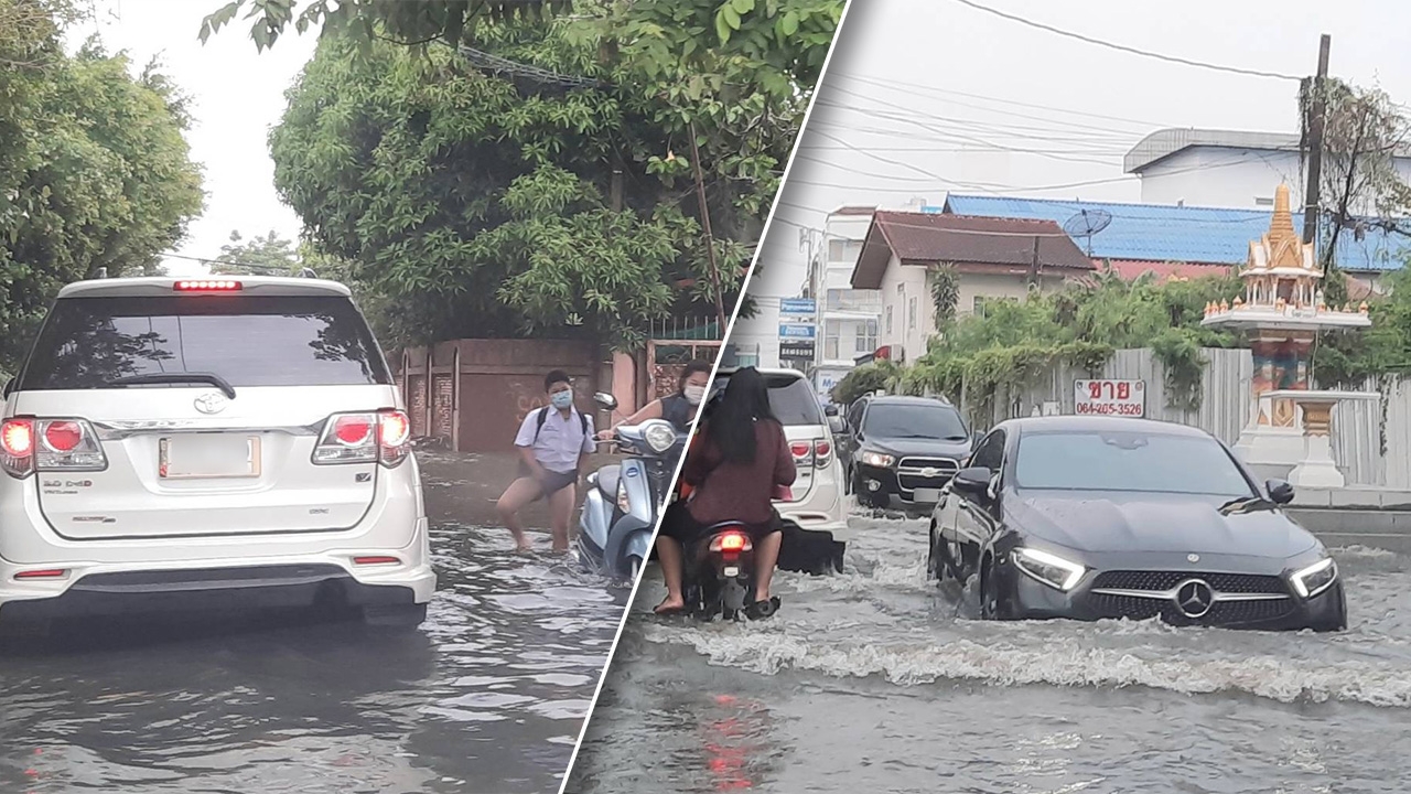 กรุงเทพฯ โกลาหล ฝนถล่มนํ้าท่วมรถติดหนึบ ลาดพร้าว 64 แยก 4 ผ่านลำบาก