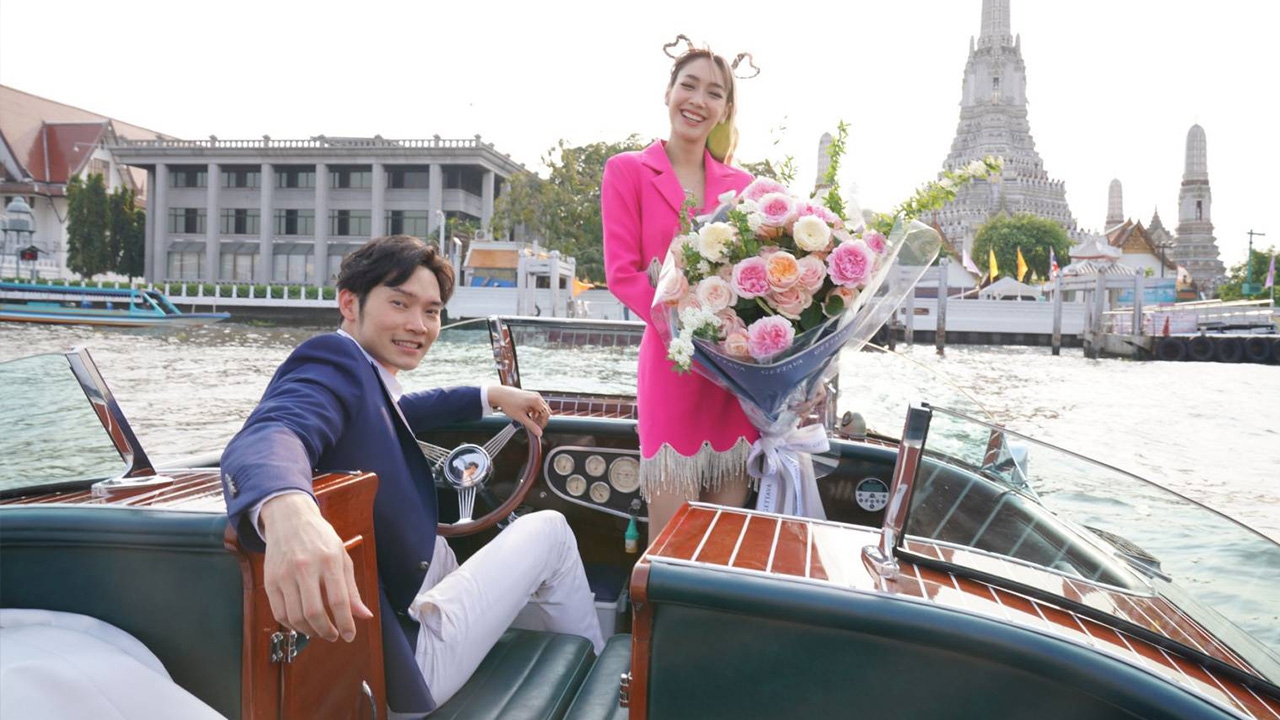 มิน พีชญา ปลื้ม ไฮโซโอ๊ต พาขับเรือควงสวีตวาเลนไทน์กลางเจ้าพระยา