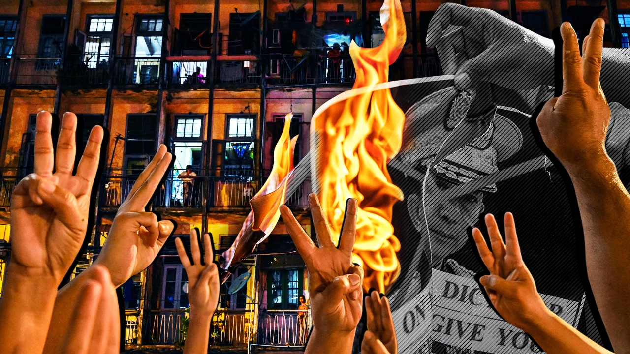 พม่าประท้วงต้านรัฐประหาร  ‘อารยะขัดขืน’ ทวงคืนประชาธิปไตย 