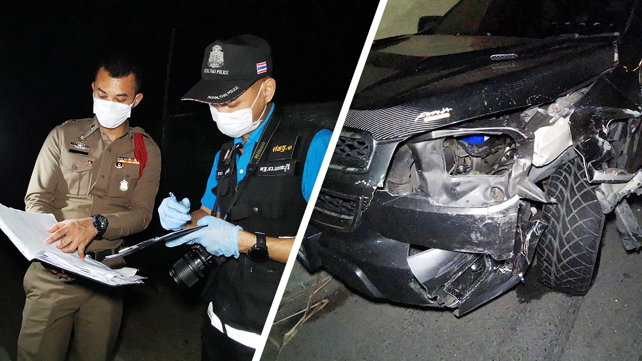 ไล่ล่าจับเอเย่นต์ยานรกสุดระทึก ซิ่งกระบะชนรถตำรวจบางบัวทอง เผ่นหนีไปได้