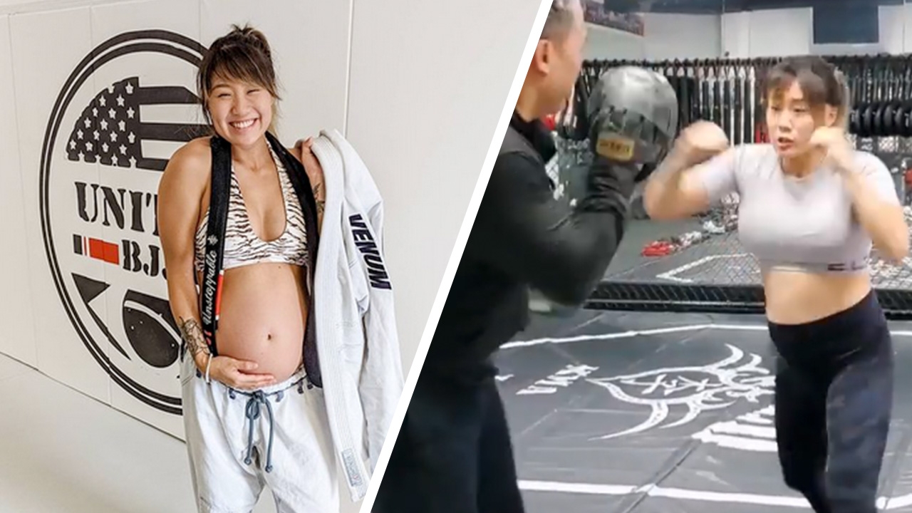 คุณแม่สายสตรอง "แองเจลา ลี" อุ้มท้องแก่ 6 เดือน โชว์ซ้อมมวย (คลิป)