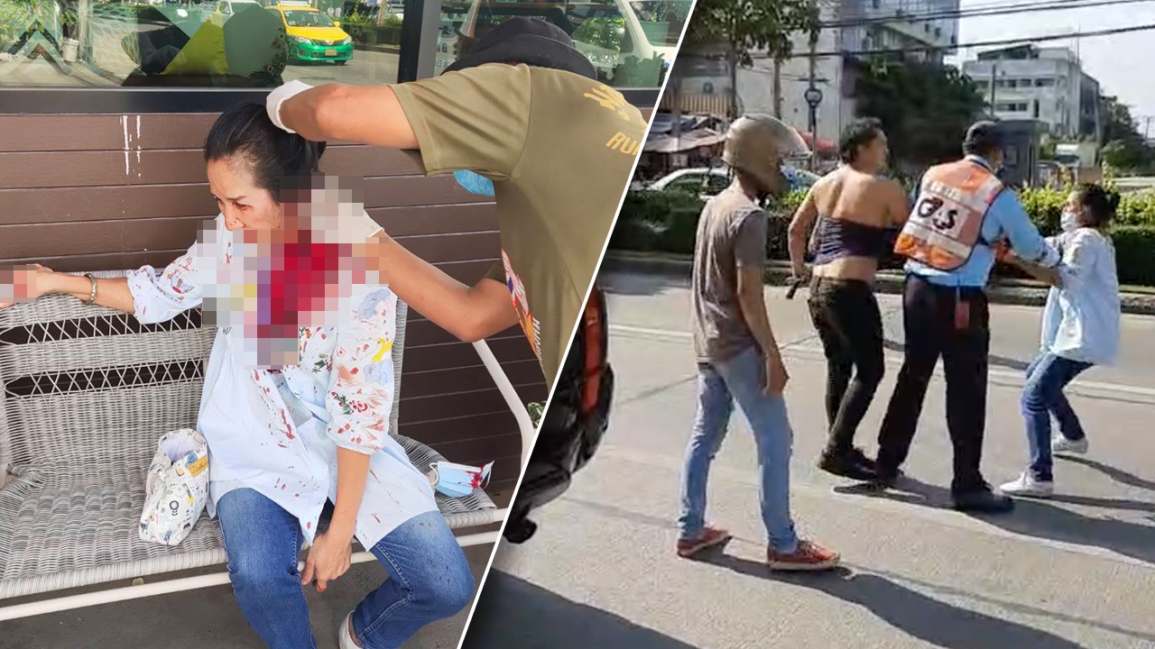 รู้ตัวแล้วหนุ่มปาเจโร่หัวร้อน ชักปืนตบป้าขับแกร็บคู่กรณี หลังเฉี่ยวชน (คลิป)