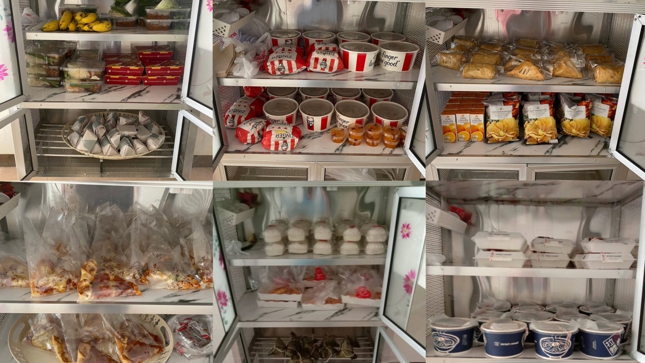 ลูกบ้านชื่นชม เจ้าของหอขนอาหารมาแจกผู้เช่า จัดเต็ม ไก่ทอด พิซซ่า แน่นตู้