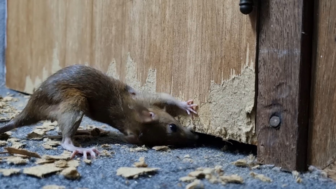 ฝีมือหนูเอง กัด แทะ ประตูห้องนอนทั้งคืน จนเศษไม้อัดเกลื่อนไปทั่วบริเวณ (คลิป)