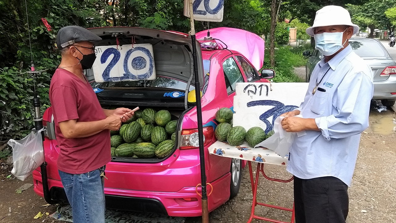 แท็กซี่ฮึดสู้โควิด พลิกขายแตงโม เปิดท้ายริมทาง รับดีกว่าอดตาย