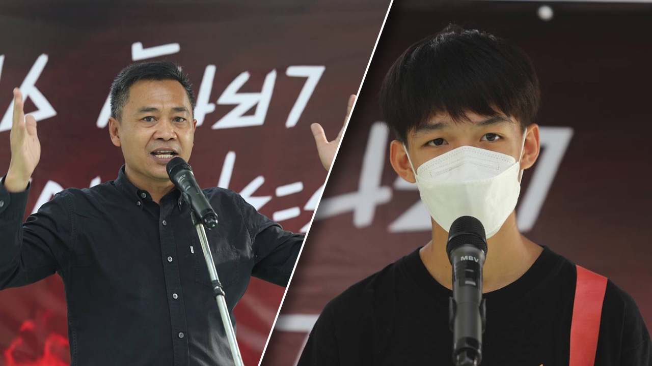 "ปูน" แนวร่วมทะลุฟ้า สวมกำไลอีเอ็มปราศรัย-"ไทกร" ขึ้นเวทีไล่ "บิ๊กตู่"