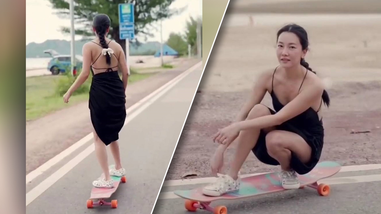 สะกดสายตา นุ่น วรนุช เล่นเซิร์ฟสเกตในลุคเซ็กซี่ เห็นแผ่นหลังขาวเนียน