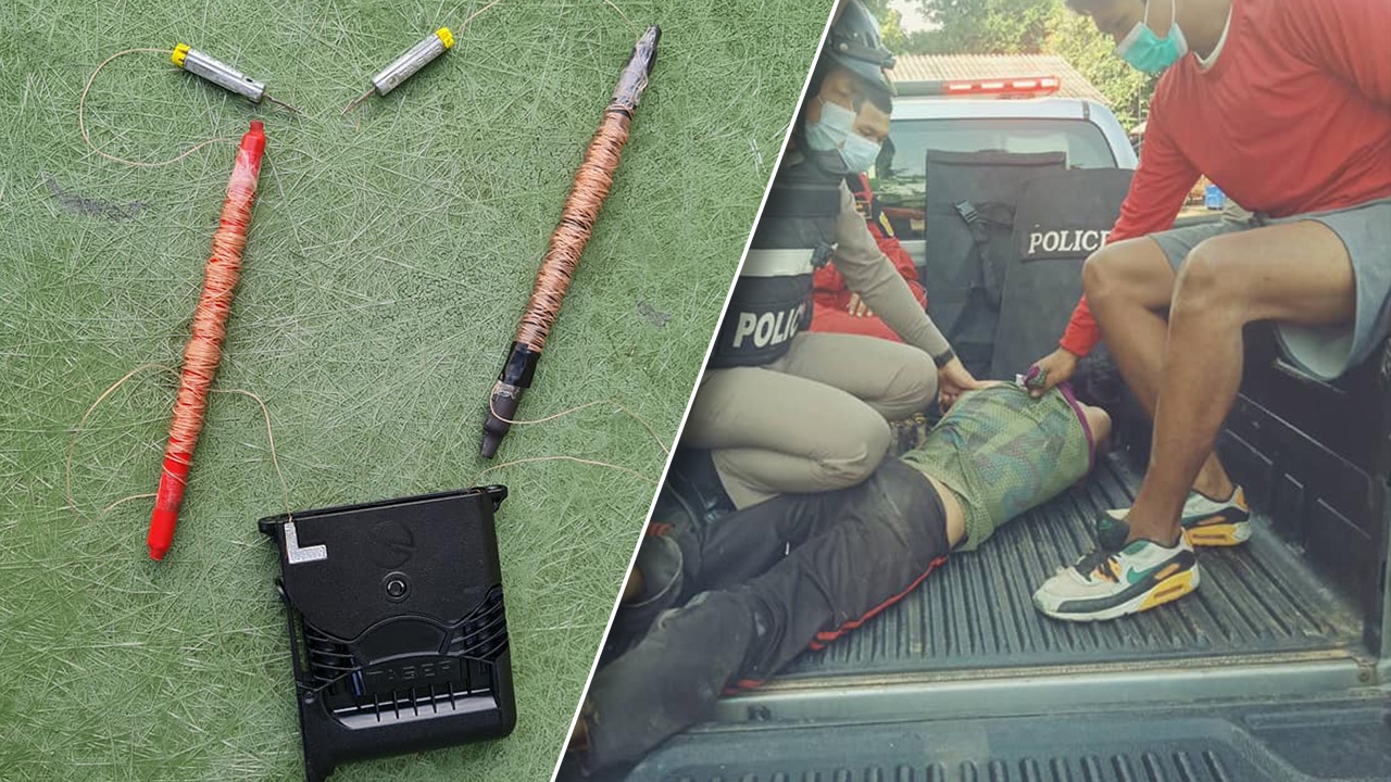 ไม้ง่ามหลีกไป ตำรวจโกสุมพิสัย ใช้ปืนช็อตไฟฟ้า สยบคลั่งถือเคียวพุ่งชาร์จ