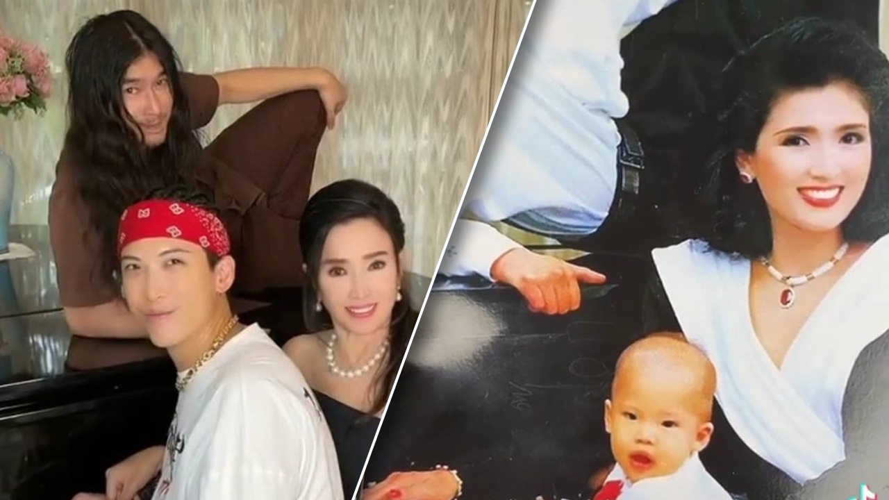 ป๊อก ชวน แม่ปุ๊ก-หม่อมโจ้ โพสท่าเลียนแบบรูปในอดีต ยังหล่อสวยเป๊ะ (คลิป)