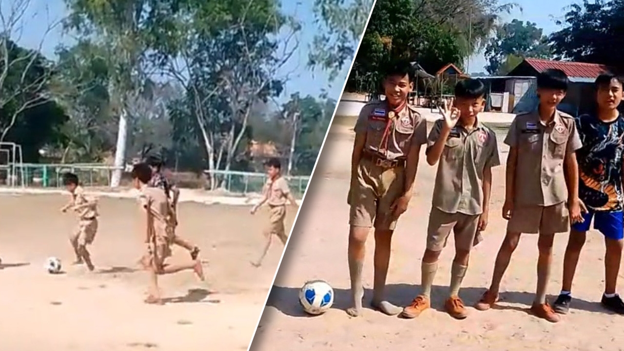 ครูไทย สอนภาษาอังกฤษ ลูกศิษย์ ด้วยการให้เตะบอล หากเผลอพูดไทย โดนใบเหลือง (คลิป)