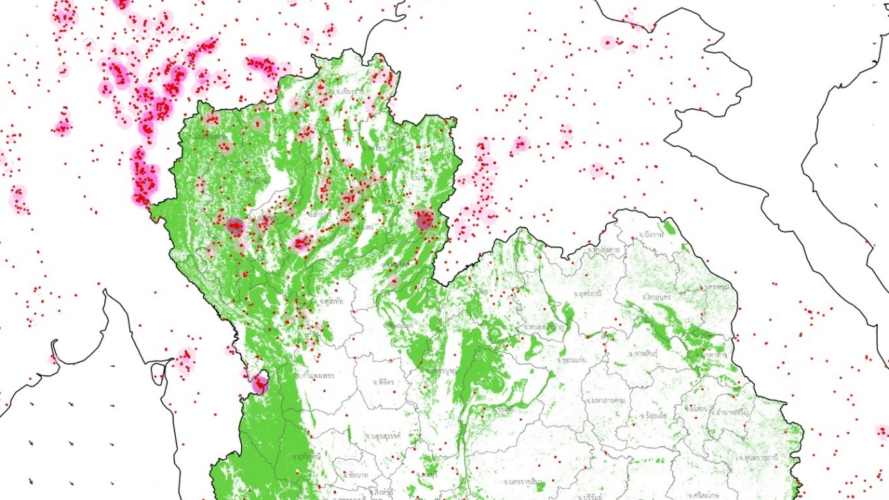 จุดความร้อนในไทย ยังเพิ่มขึ้น แตะเกือบพันจุด กระจายทั่วไทย โดยเฉพาะภาคเหนือ