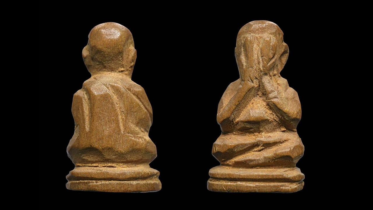 พระปิดตาไม้แกะ หลวงปู่พริ้ง โบราณเรียก รากไม้ระงับ ป้องกันภัยได้ทุกเรื่อง