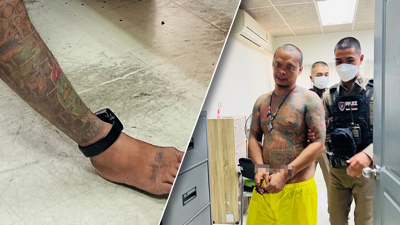 แทงคอ รปภ.ดับ มือมีดเพิ่งพ้นโทษ ยังใส่กำไลอีเอ็ม อ้างถูกมองหน้า-ให้ของลับ