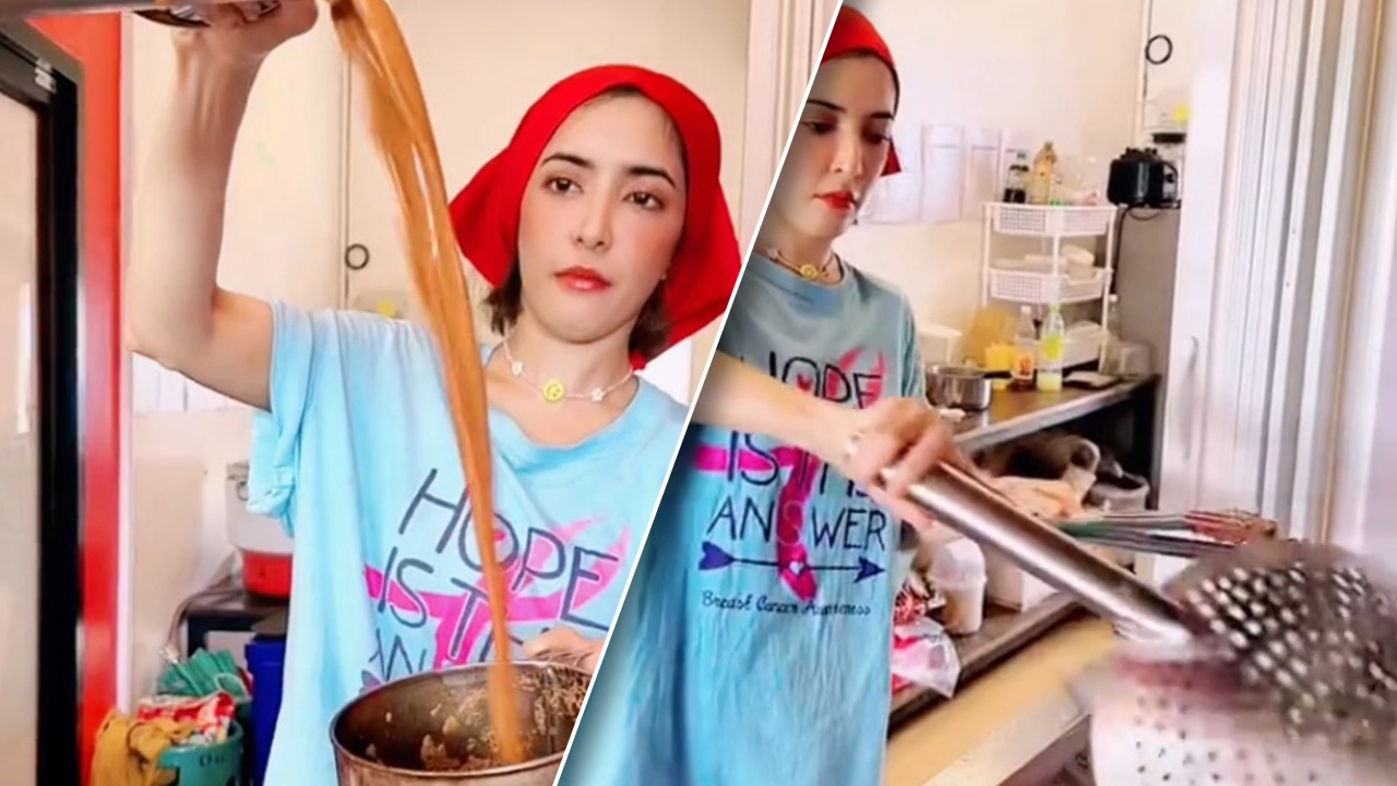 พิ้งกี้ สาวิกา รับบทนักรีวิวอาหาร โชว์ลีลาทอดไก่คล่องแคล่วมาก (คลิป)