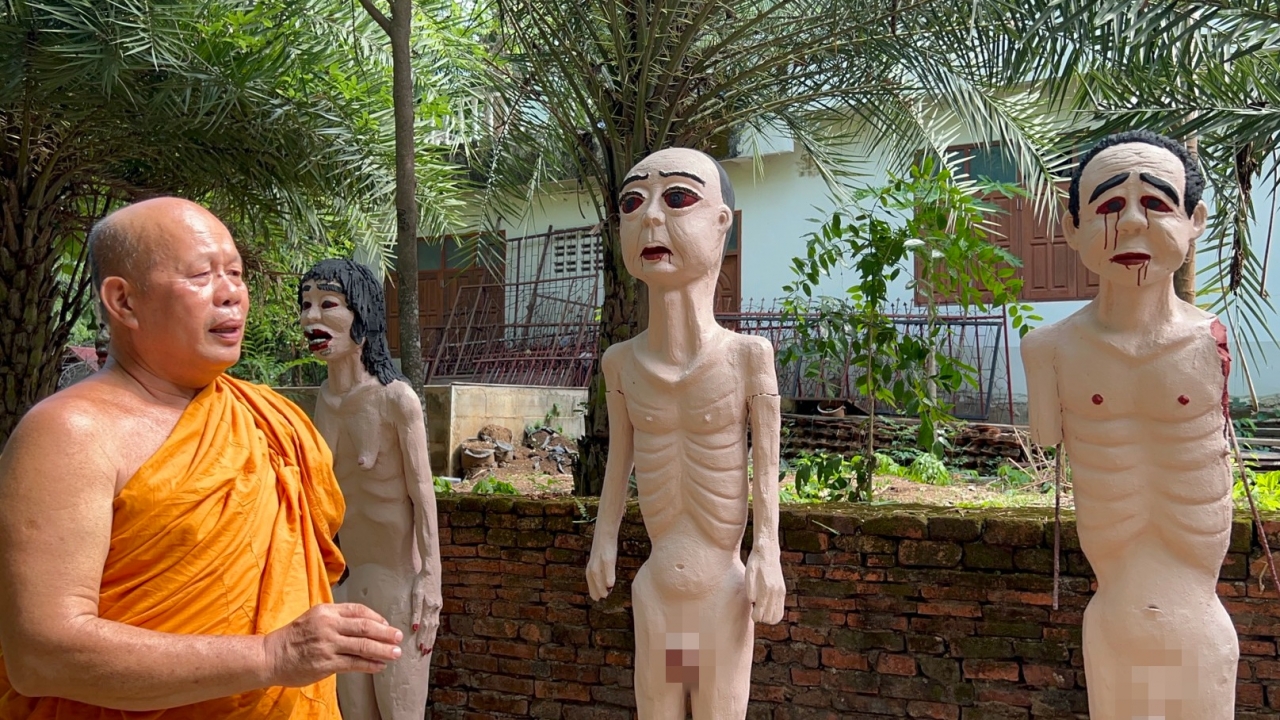 คนเข้าวัดตกใจ เจอรูปปั้นเปรตหน้าคุ้น หลวงพ่อบอกแค่คติธรรมให้ฉุกคิด