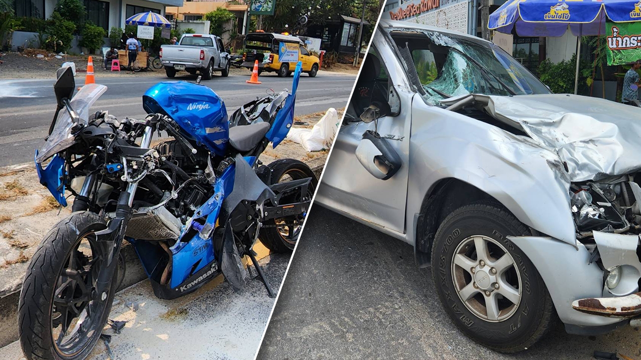 หนุ่มรัสเซียซิ่ง จยย.พุ่งข้ามเลนอัดกับกระบะที่สวนมาสาหัส 2 รายที่ภูเก็ต