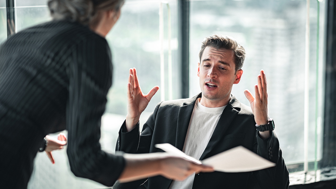He is arguing in a circle.