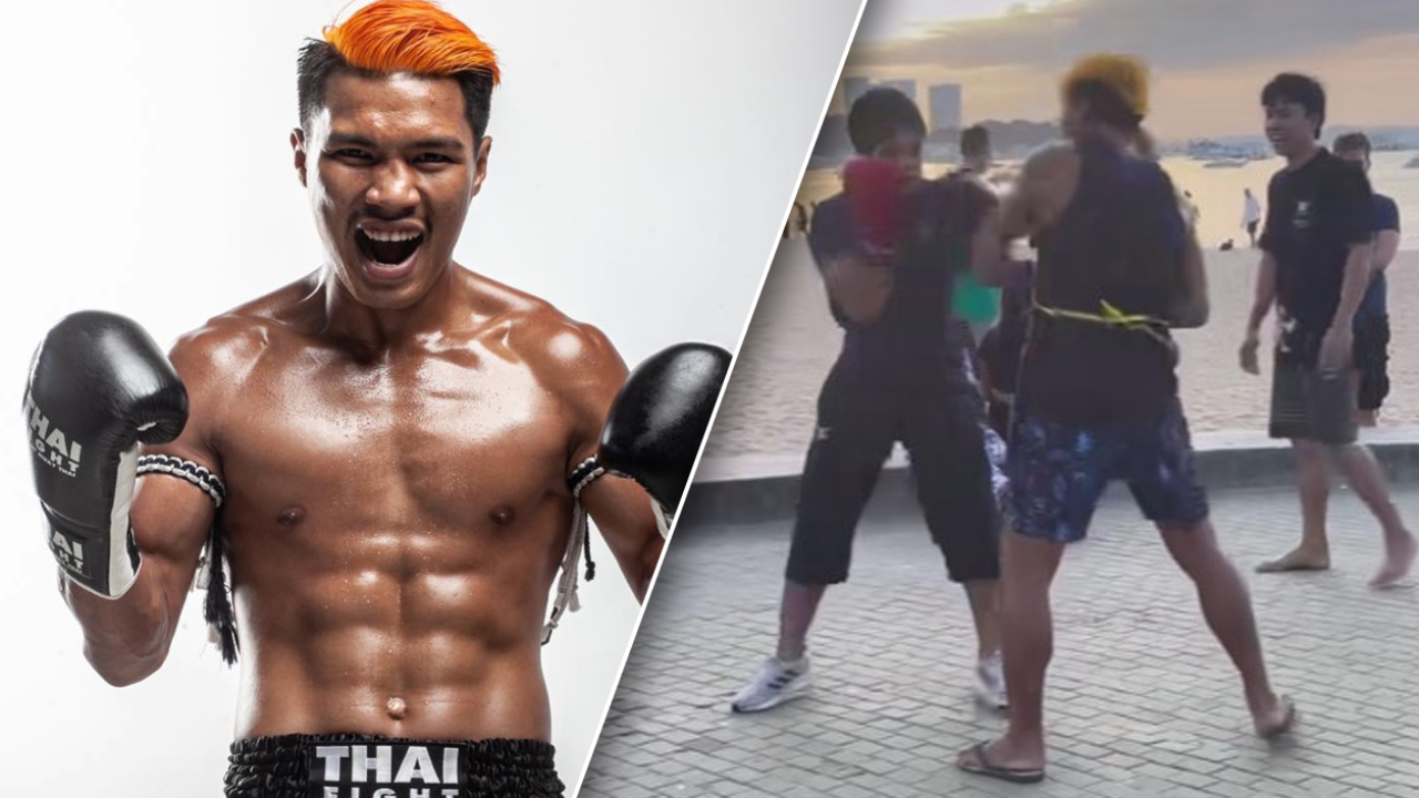 นักมวยไทยอาชีพ ปลอมเป็น "พ่อค้าขายหมูปิ้ง" ไปขอดวลเชิงมวยสากลกับเพจดัง (คลิป)