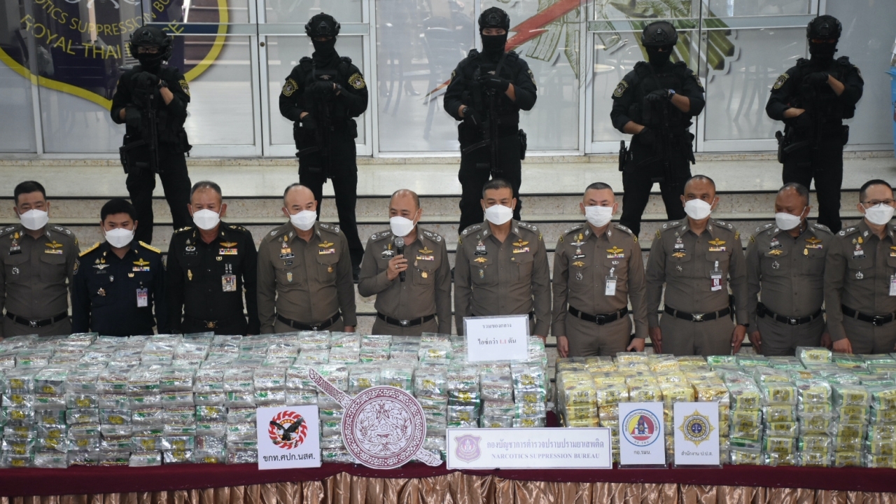 ตำรวจ บช.ปส.แถลงจับเครือข่ายยาเสพติด ได้ของกลางไอซ์ 1,145 กิโลกรัม