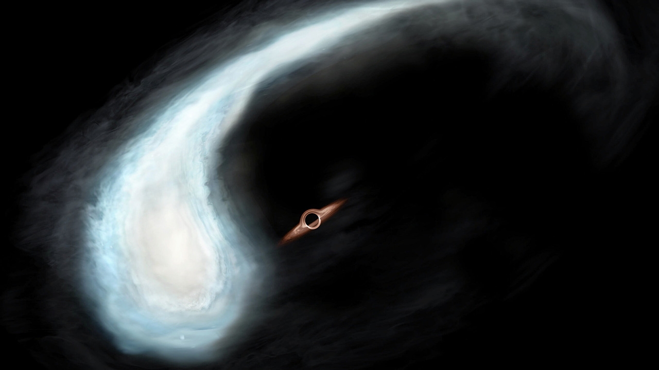 เมฆโมเลกุลประหลาดยืดโคจรรอบหลุมดำ