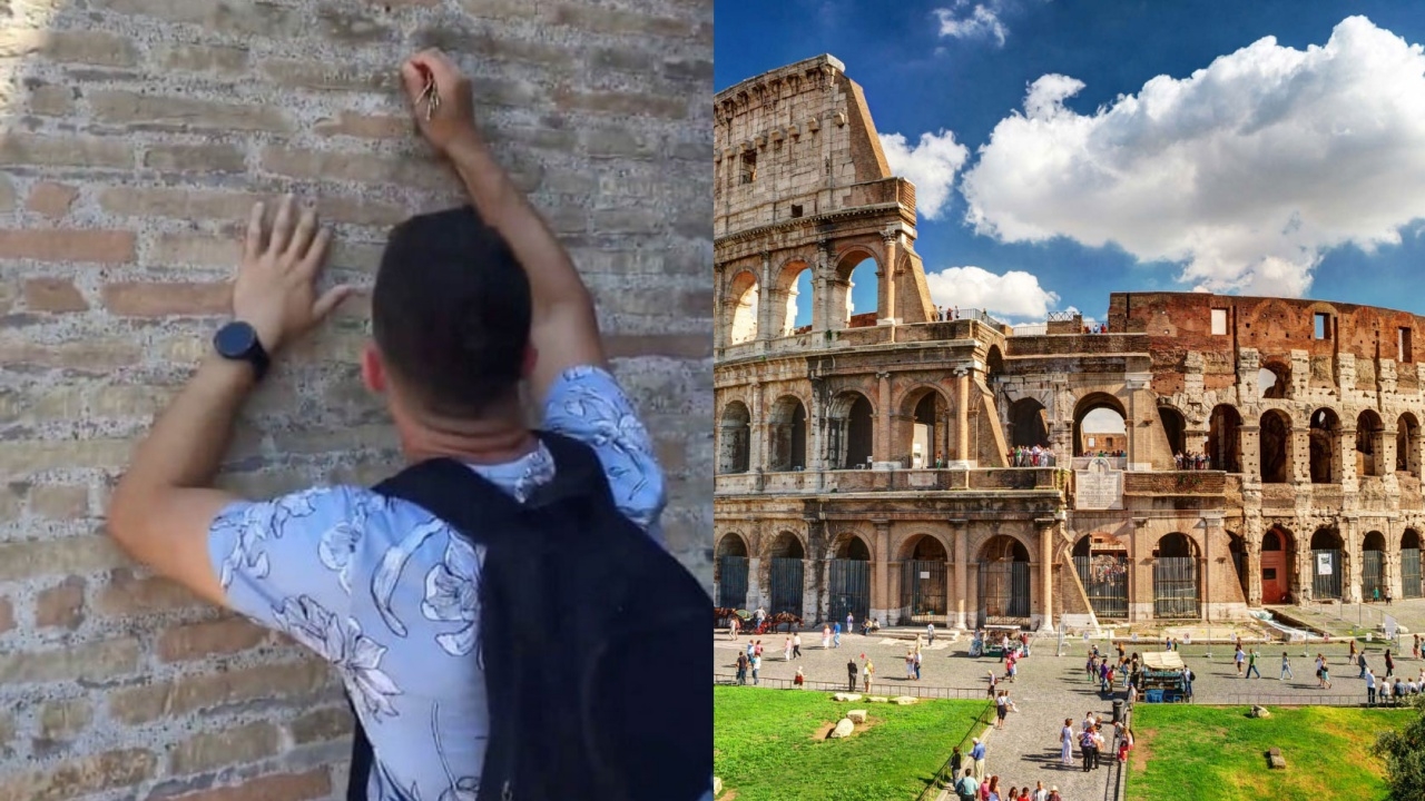 รวบแล้ว นักท่องเที่ยวมือบอนขูดกำแพงโคลอสเซียม อ้างไม่ทราบความเก่าแก่ของสถานที่