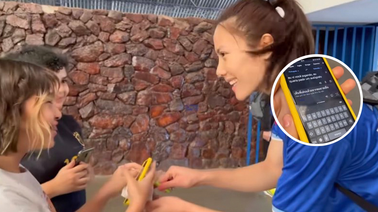 แฟนตัวน้อยชาวบราซิล ขอถ่ายรูปกับ “ทัดดาว” เพราะชอบฟอร์มวอลเลย์บอลหญิงไทยใน VNL 2023