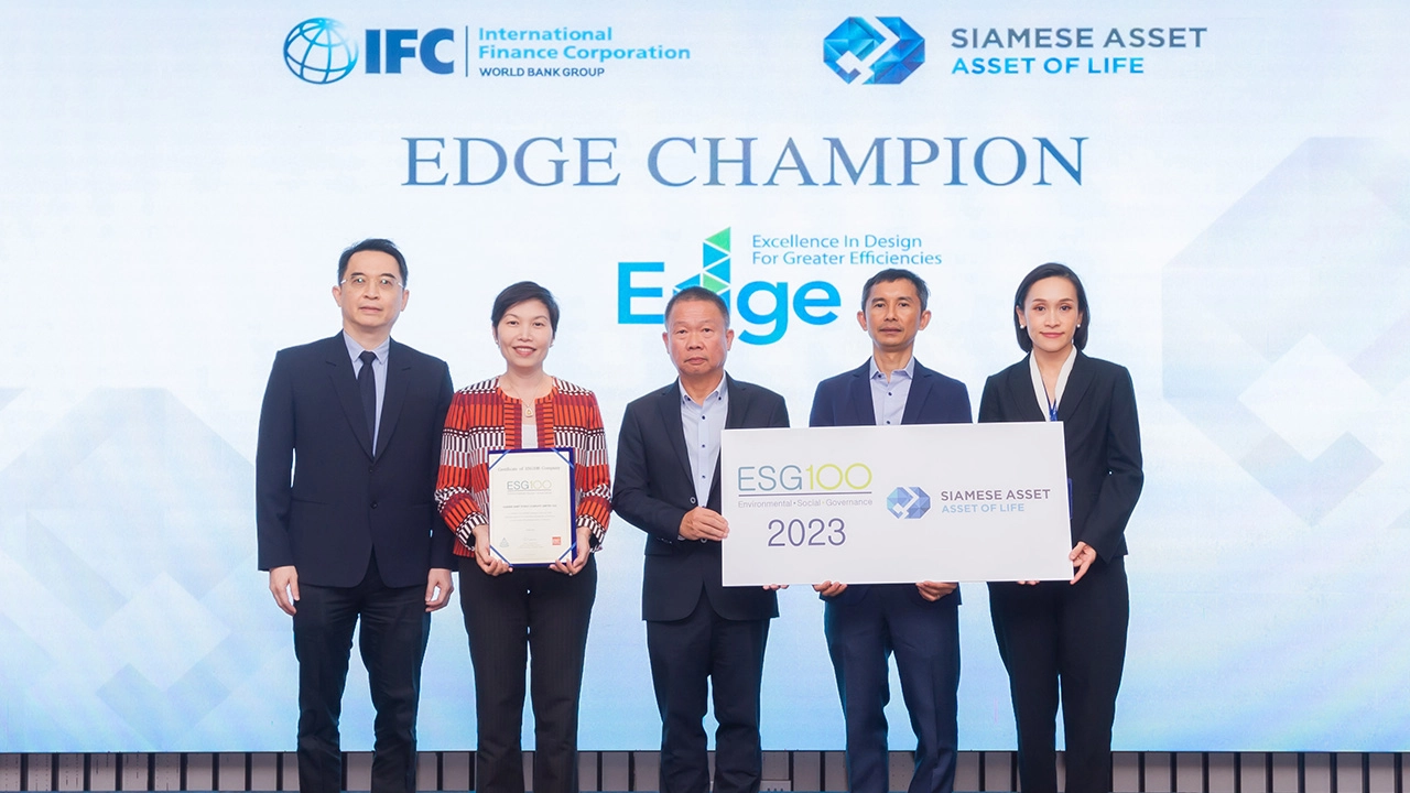 Siamese Asset 通过世界一流的建筑认证标准赢得 EDGE Champion 奖，创造了房地产历史。