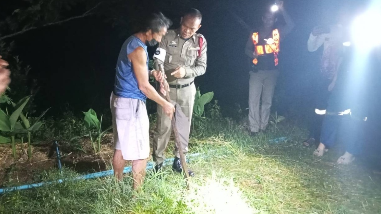 พ่อฆ่าลูก ทรพีทาสยาบ้าออกจากคุกได้ 3 วันขู่ฆ่า ย่องสับด้วยจอบดับ 