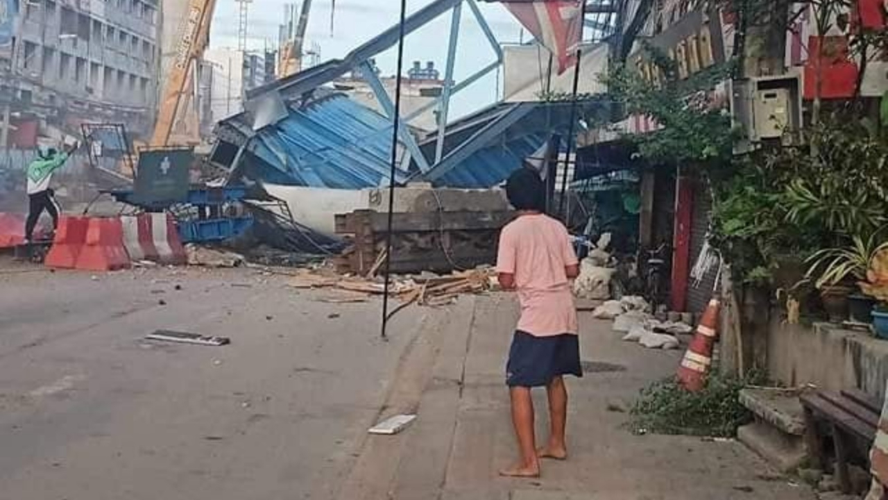 เตือนหลีกเลี่ยงเส้นทาง เหตุคานสะพานลาดกระบังถล่ม รถผ่านไม่ได้ทุกกรณี