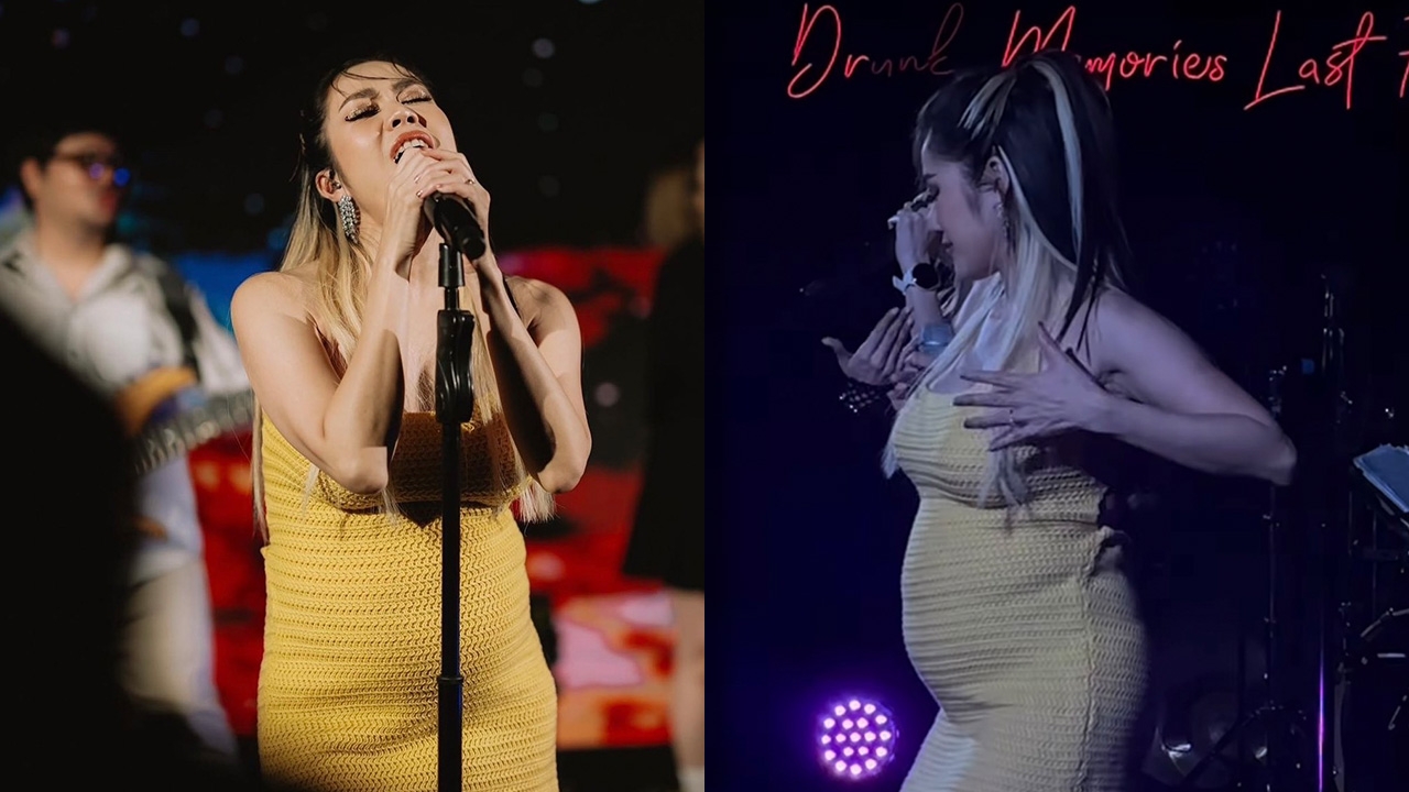 สปิริตสูงมาก นิว นภัสสร อุ้มท้องลูก 6 เดือน ขึ้นโชว์ร้องเพลง-แดนซ์กระจายบนเวที
